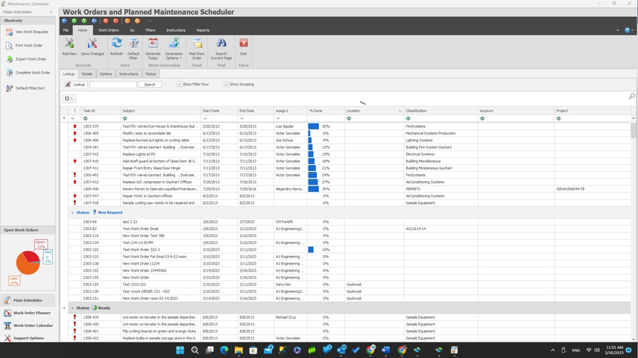 screenshot of Maintenance Coordinator V9